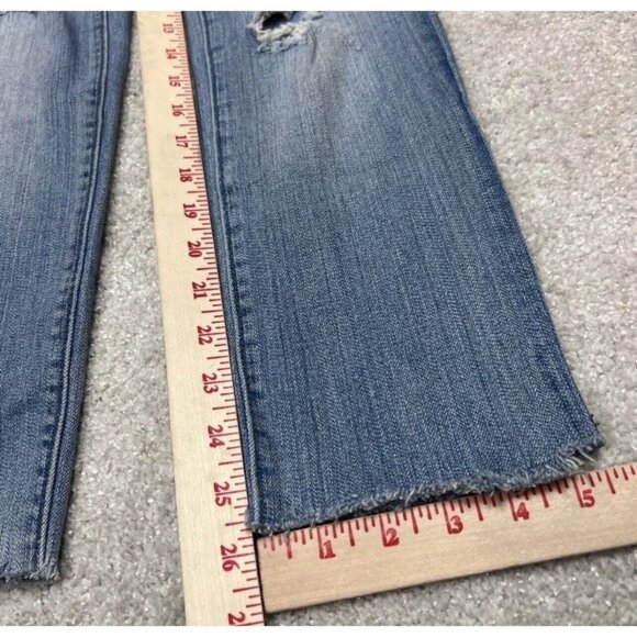Fox Jeans Women’s Blue Distressed Straight Pockets Size 3 - Picture 4 of 11